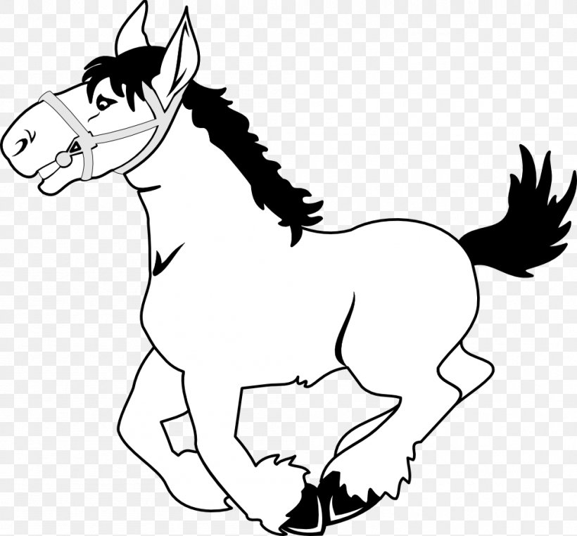 Horse Pony Cartoon Clip Art, PNG, 999x929px, Horse, Art, Artwork, Black And White, Bridle Download Free