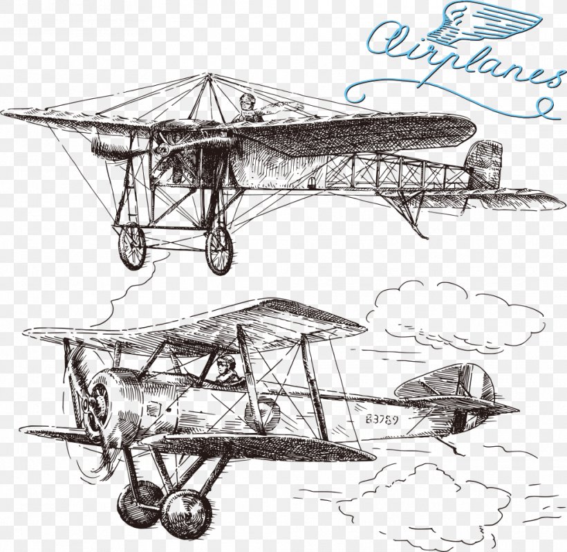Airplane Drawing Royalty-free Illustration, PNG, 986x960px, Airplane, Aircraft, Antique Aircraft, Artwork, Automotive Design Download Free