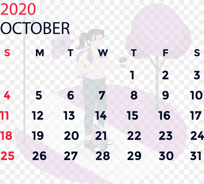 October 2020 Calendar October 2020 Printable Calendar, PNG, 3000x2707px, October 2020 Calendar, Area, Calendar System, Line, Meter Download Free