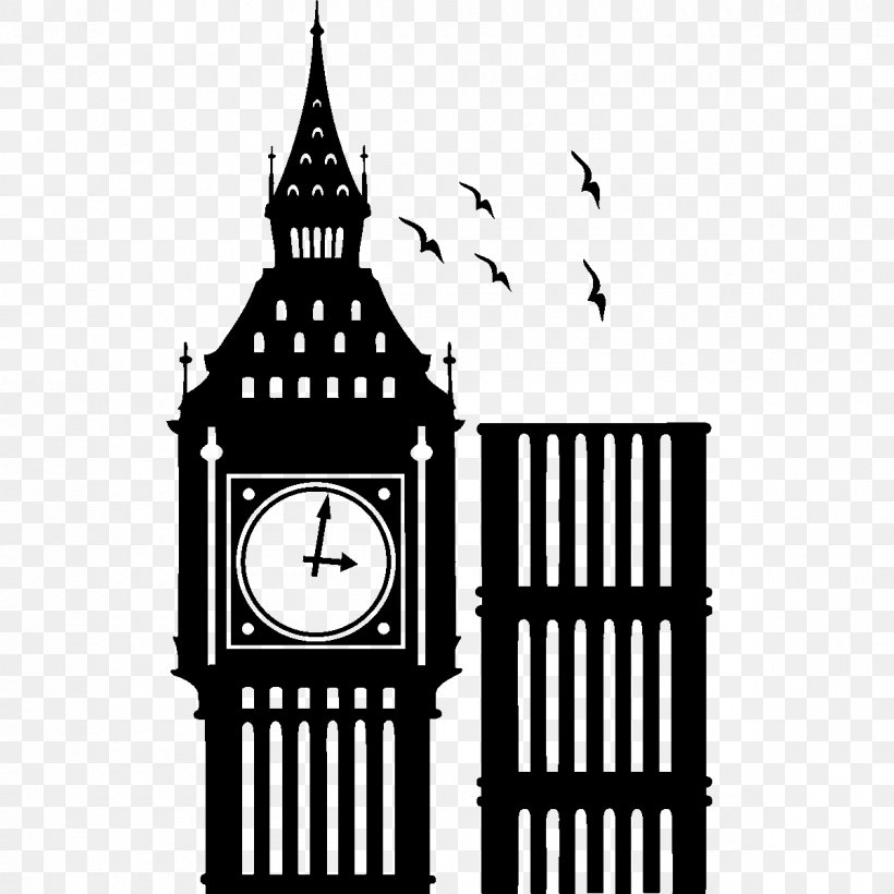Big Ben City Of London Silhouette Clip Art, PNG, 1200x1200px, Big Ben, Bell Tower, Black, Black And White, Brand Download Free
