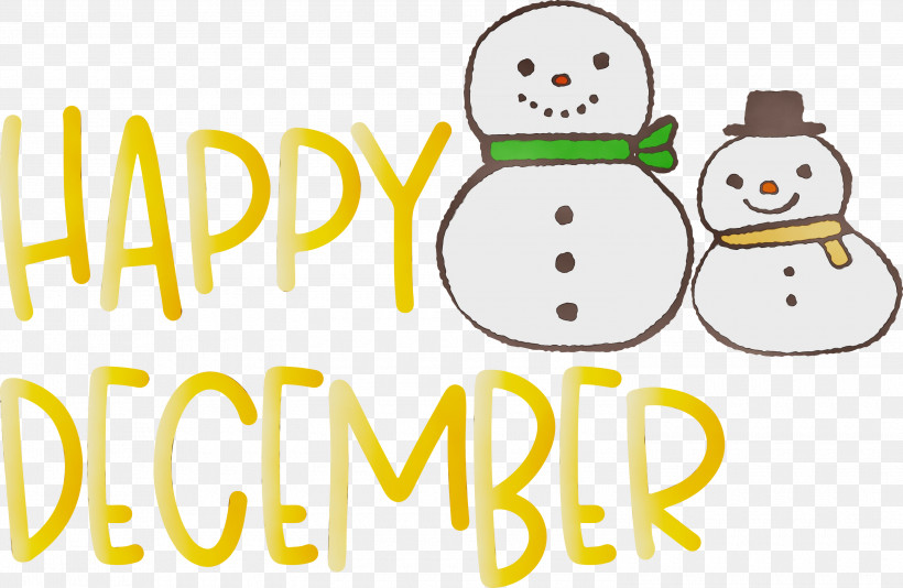 Snowman, PNG, 3000x1955px, Happy December, Biology, Cartoon, Character, December Download Free