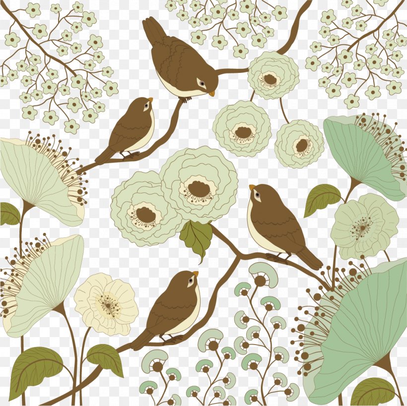 Floral Design Flower Clip Art, PNG, 1192x1192px, Floral Design, Bird, Branch, Cartoon, Designer Download Free