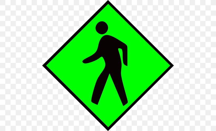 Pedestrian Crossing Traffic Sign, PNG, 500x500px, Pedestrian Crossing, Area, Artwork, Grass, Green Download Free