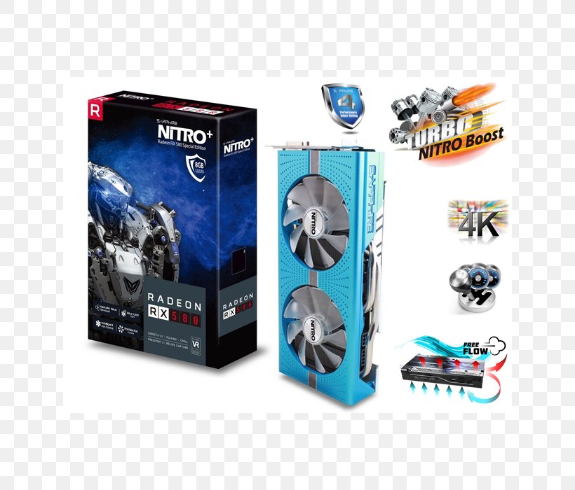 Graphics Cards & Video Adapters GDDR5 SDRAM AMD Radeon 500 Series Sapphire Technology, PNG, 700x700px, 14 Nanometer, Graphics Cards Video Adapters, Advanced Micro Devices, Amd Radeon 500 Series, Amd Radeon Rx 580 Download Free