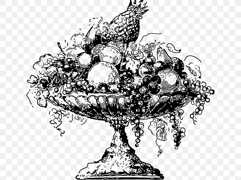 Fruit Salad Bowl Clip Art, PNG, 640x612px, Fruit Salad, Art, Basket, Black And White, Bowl Download Free