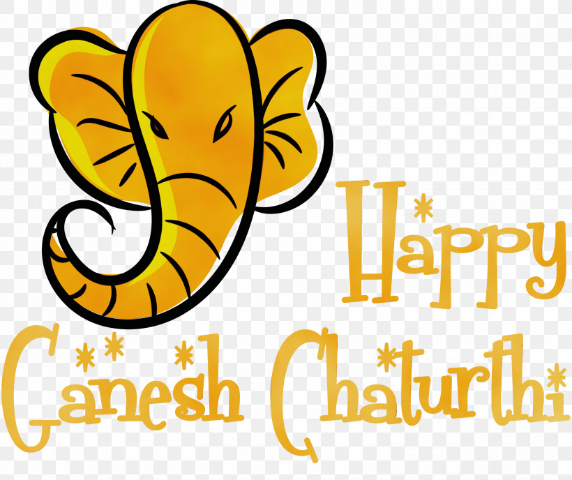Logo Cartoon Yellow Flower Line, PNG, 3000x2519px, Ganesh Chaturthi, Biology, Cartoon, Flower, Ganesh Download Free