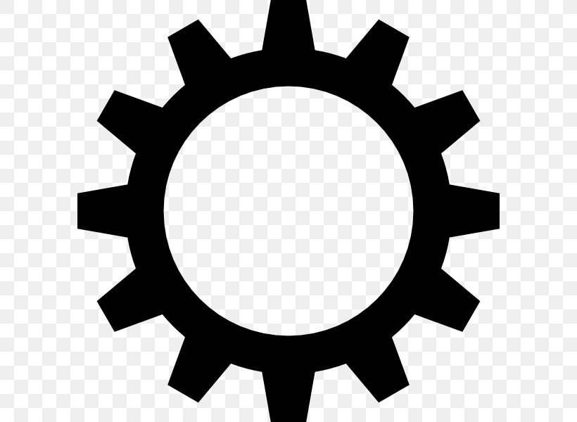 Gear Sprocket Mechanical Engineering Mechanics Clip Art, PNG, 600x600px, Gear, Artwork, Bevel Gear, Black And White, Engineering Download Free