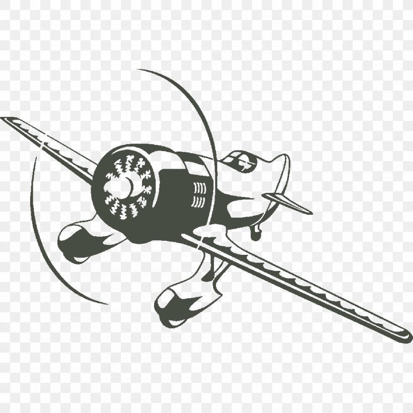 Airplane Vintage Aircraft Sticker, PNG, 1000x1000px, Airplane, Aircraft, Black And White, Helicopter Rotor, Monochrome Download Free
