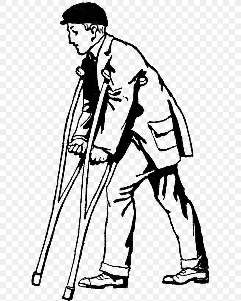 Crutch Clip Art Image Drawing Child, PNG, 616x1024px, Crutch, Art, Artwork, Black, Black And White Download Free