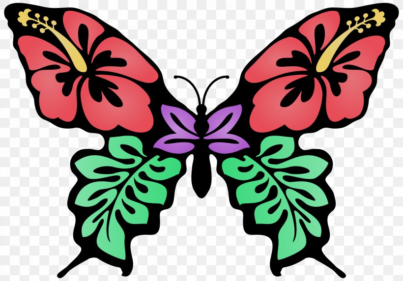 Butterfly Flower Drawing Color Clip Art, PNG, 2400x1675px, Butterfly, Arthropod, Artwork, Brush Footed Butterfly, Color Download Free