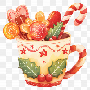 Christmas Mug - Festive Cup With Candy And Sweets PNG