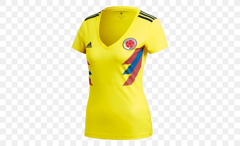 2018 FIFA World Cup Colombia National Football Team Jersey Adidas, PNG, 500x500px, 2018, 2018 Fifa World Cup, Active Shirt, Adidas, Ball Download Free