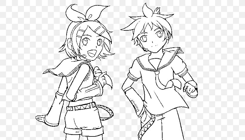 Colouring Pages Coloring Book Kagamine Rin/Len Hatsune Miku Vocaloid, PNG, 600x470px, Colouring Pages, Arm, Artwork, Black And White, Boy Download Free