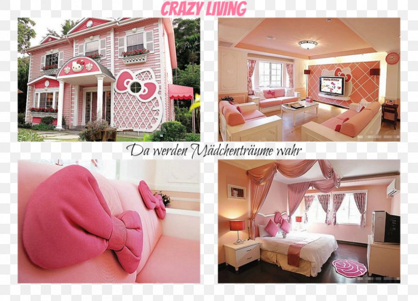 Hello Kitty Interior Design Services House Room Home, PNG, 835x603px, Hello Kitty, Bedroom, Furniture, Grandfather, Hello Kitty House Download Free