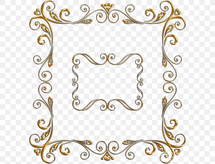 Picture Frames Gold Ornament Clip Art, PNG, 600x629px, Picture Frames, Area, Black And White, Decorative Arts, Digital Image Download Free