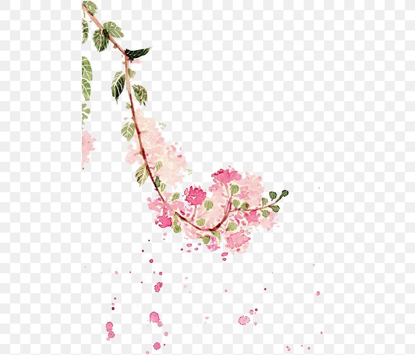 Watercolor Flower Background, PNG, 498x702px, Watercolor Painting, Blossom, Branch, Crepemyrtle, Drawing Download Free