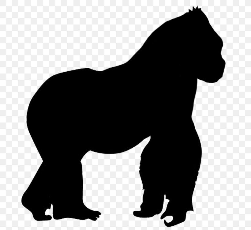 Gorilla Silhouette Clip Art, PNG, 709x751px, Gorilla, Animal, Black, Black And White, Carnivoran Download Free