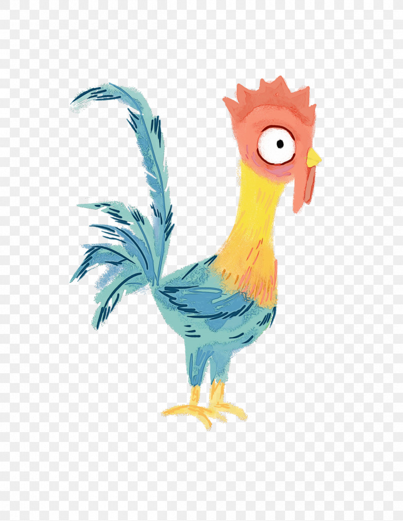 Chicken Rooster Bird Cartoon Beak, PNG, 2400x3106px, Watercolor, Animal Figure, Beak, Bird, Cartoon Download Free