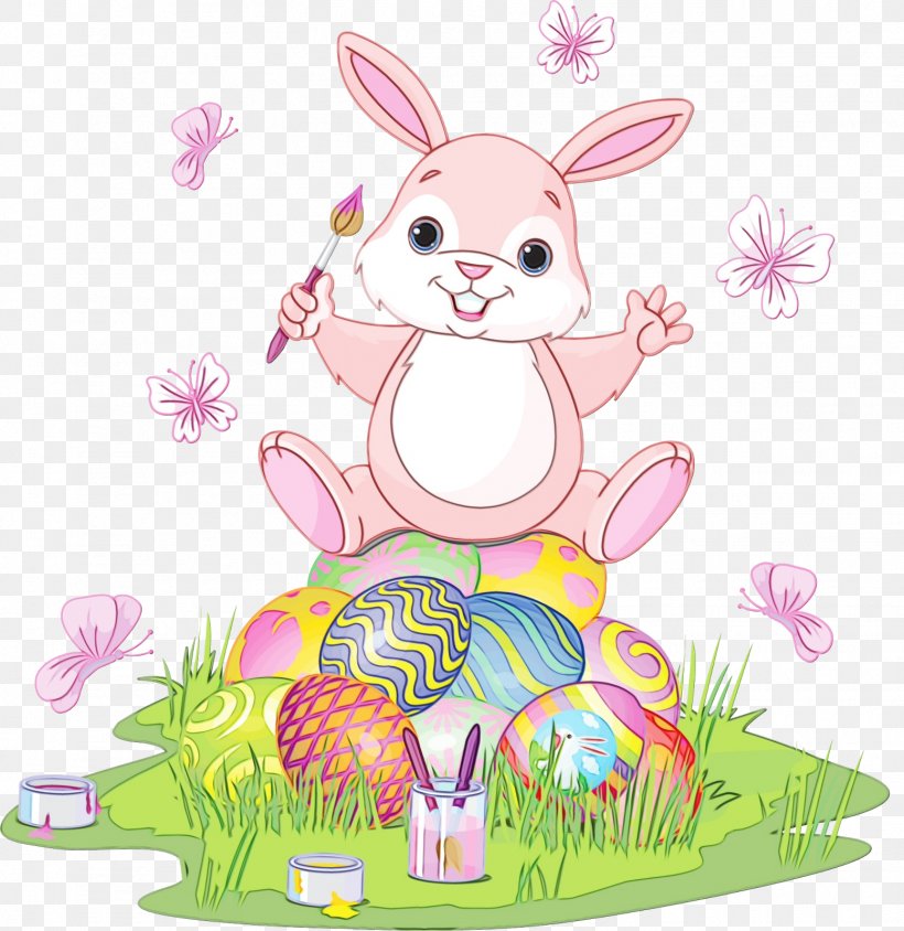Easter Egg Cartoon, PNG, 1554x1600px, Watercolor, Animal Figure, Cartoon, Easter, Easter Bunny Download Free