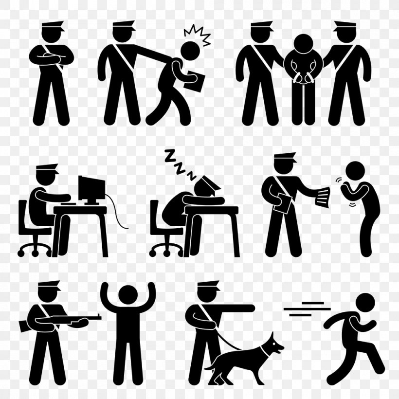 Police Officer Pictogram Security Guard, PNG, 1000x1000px, Police Officer, Black And White, Brand, Crime, Human Behavior Download Free