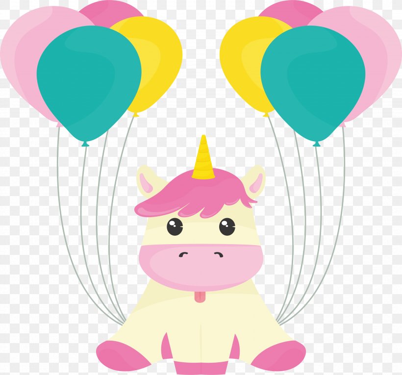 Balloon Unicorn Clip Art, PNG, 3386x3162px, Balloon, Birthday, Clip Art, Fictional Character, Heart Download Free