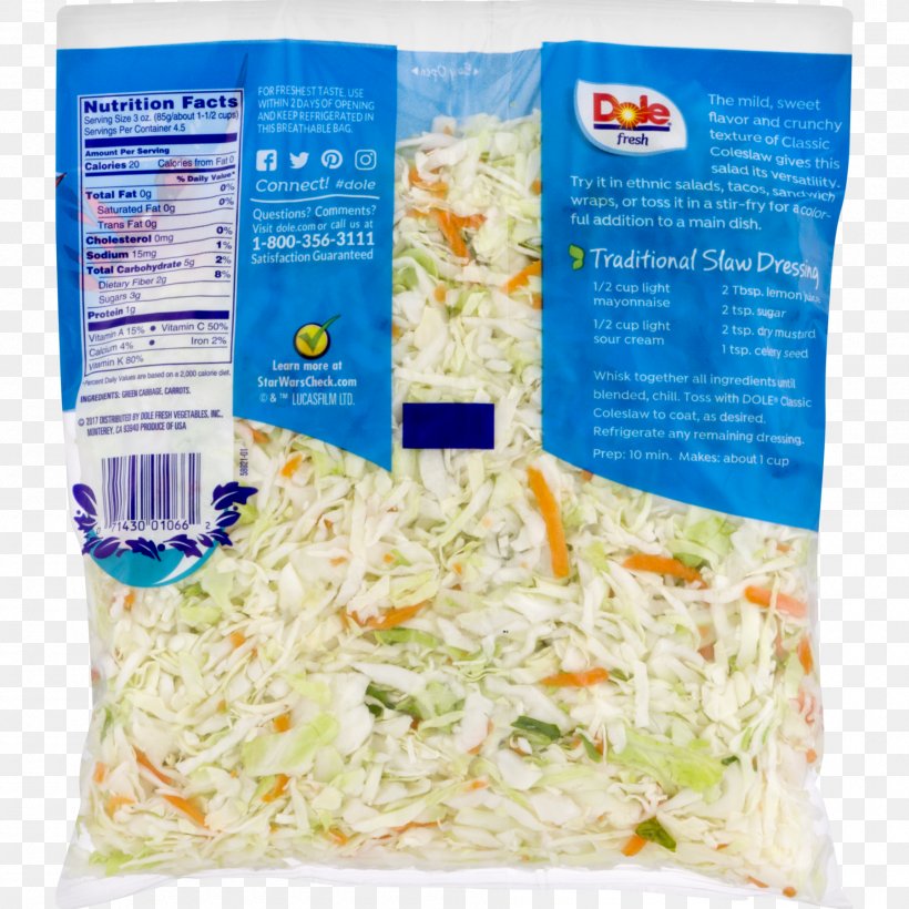 Coleslaw Nutrition Facts Label Calorie Salad Dole Food Company, PNG, 1800x1800px, Coleslaw, Basmati, Calorie, Commodity, Convenience Food Download Free