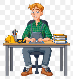 Engineer Working At Desk PNG
