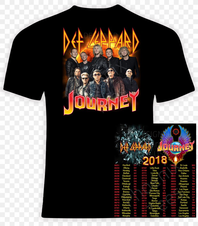 Def Leppard & Journey 2018 Tour T-shirt Journey And Def Leppard Concert, PNG, 1120x1280px, Watercolor, Cartoon, Flower, Frame, Heart Download Free