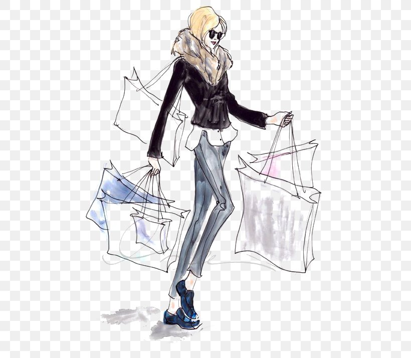 Drawing Fashion Shopping Illustration, PNG, 485x714px, Watercolor, Cartoon, Flower, Frame, Heart Download Free