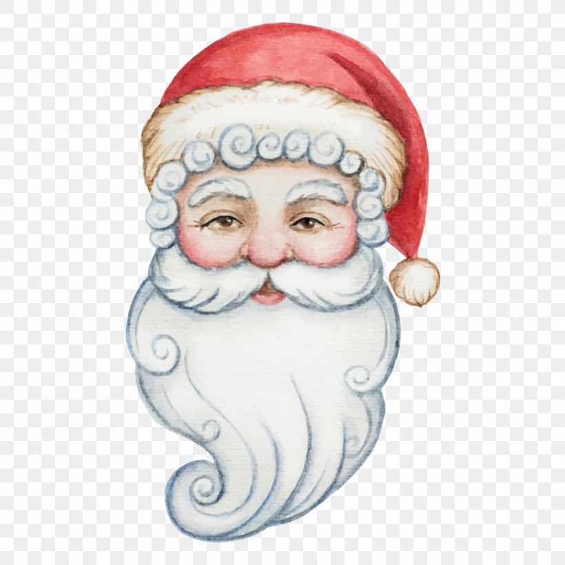 Santa Claus Watercolor Painting Christmas Illustration, PNG, 2000x2000px, Santa Claus, Christmas, Christmas Ornament, Drawing, Facial Hair Download Free