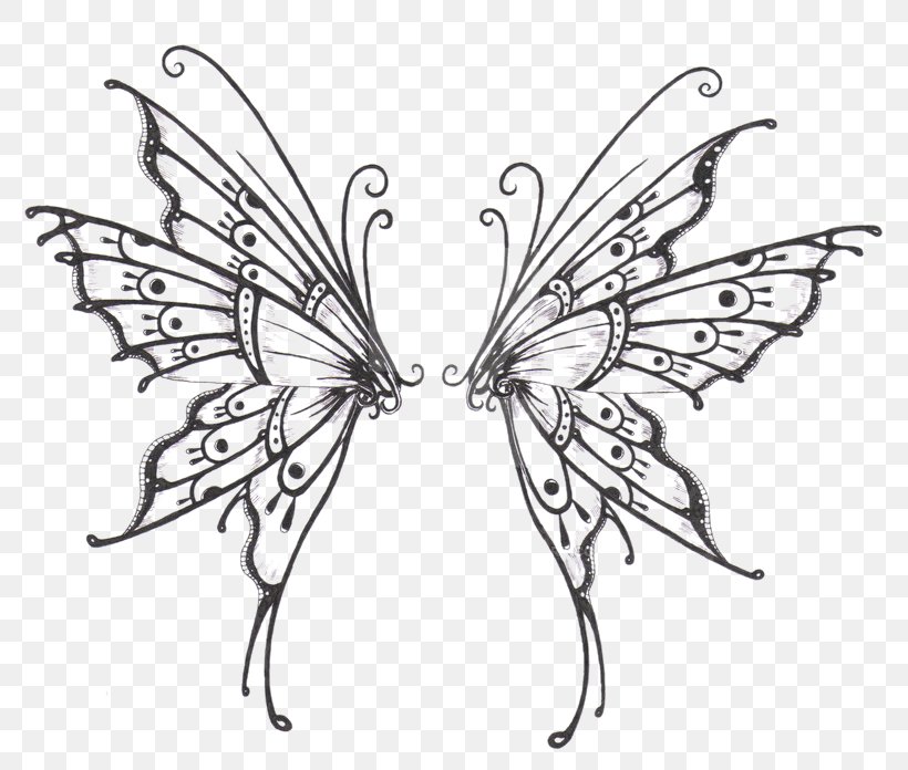 Butterfly Tattoo Ink Drawing, PNG, 800x696px, Butterfly, Artwork, Black And White, Body Art, Body Jewelry Download Free
