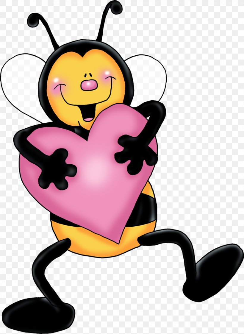 Bee Heart Cartoon Valentine's Day Clip Art, PNG, 877x1200px, Bee, Artwork, Bumblebee, Cartoon, Decoupage Download Free