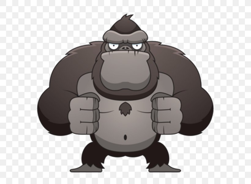 Gorilla Primate Royalty-free, PNG, 600x600px, Gorilla, Bear, Carnivoran, Cartoon, Drawing Download Free