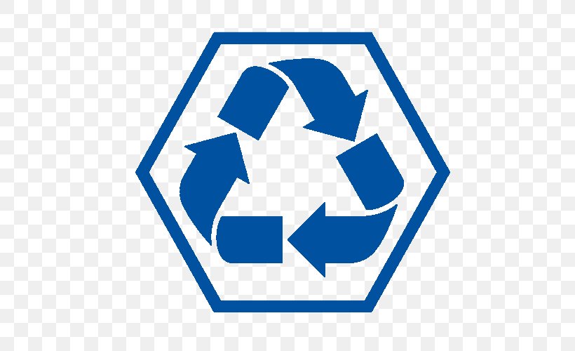 Recycling Symbol Vector Graphics Royalty-free Illustration, PNG, 500x500px, Recycling Symbol, Area, Blue, Brand, Decal Download Free