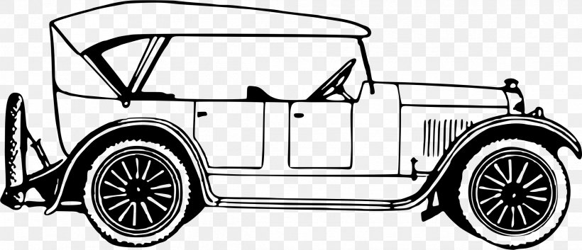Vintage Car Antique Car Classic Car, PNG, 2398x1033px, Car, Antique Car, Automotive Design, Automotive Exterior, Black And White Download Free