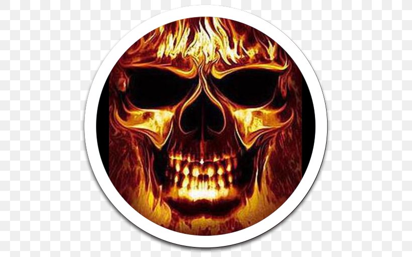 Desktop Wallpaper Flame Skull Combustion Fire, PNG, 512x512px, Flame, Bone, Combustion, Computer, Fire Download Free