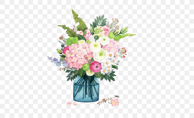 Flower Vase Watercolor Painting, PNG, 500x500px, Flower, Artificial Flower, Coreldraw, Cut Flowers, Flora Download Free