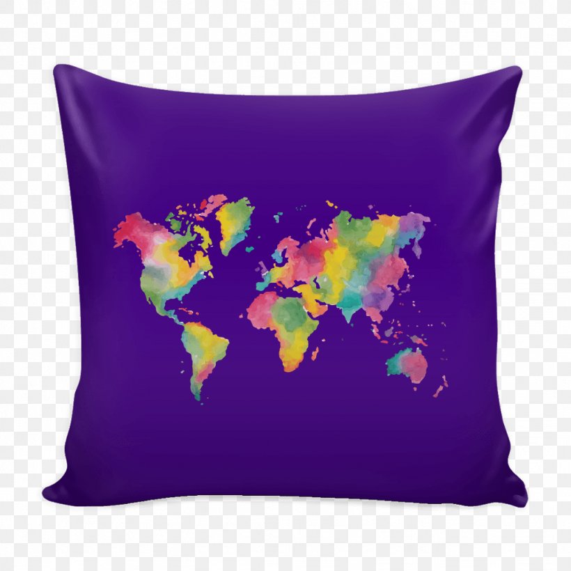 World Physical Map World Map Vector Graphics, PNG, 1024x1024px, World, Cushion, Map, Pillow, Purple Download Free