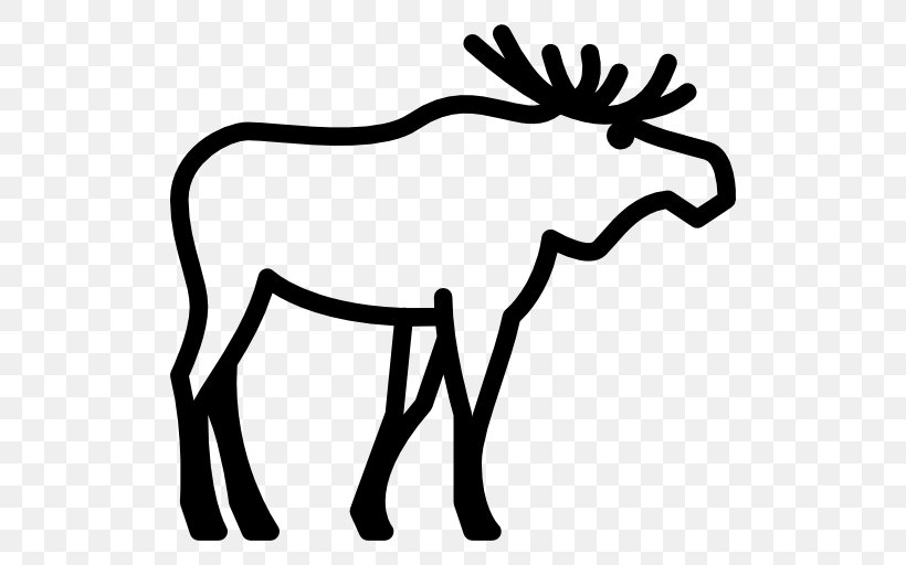 Reindeer Moose Elk Clip Art, PNG, 512x512px, Reindeer, Antelope, Antler, Black, Black And White Download Free
