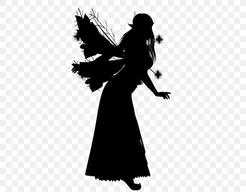 Fairy Silhouette Drawing, PNG, 459x640px, Fairy, Angel, Art, Black And White, Drawing Download Free