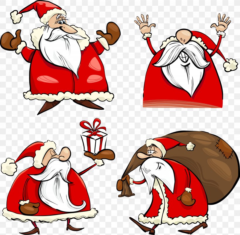 Santa Claus Christmas Gift, PNG, 3444x3383px, Santa Claus, Animal Figure, Area, Artwork, Caricature Download Free