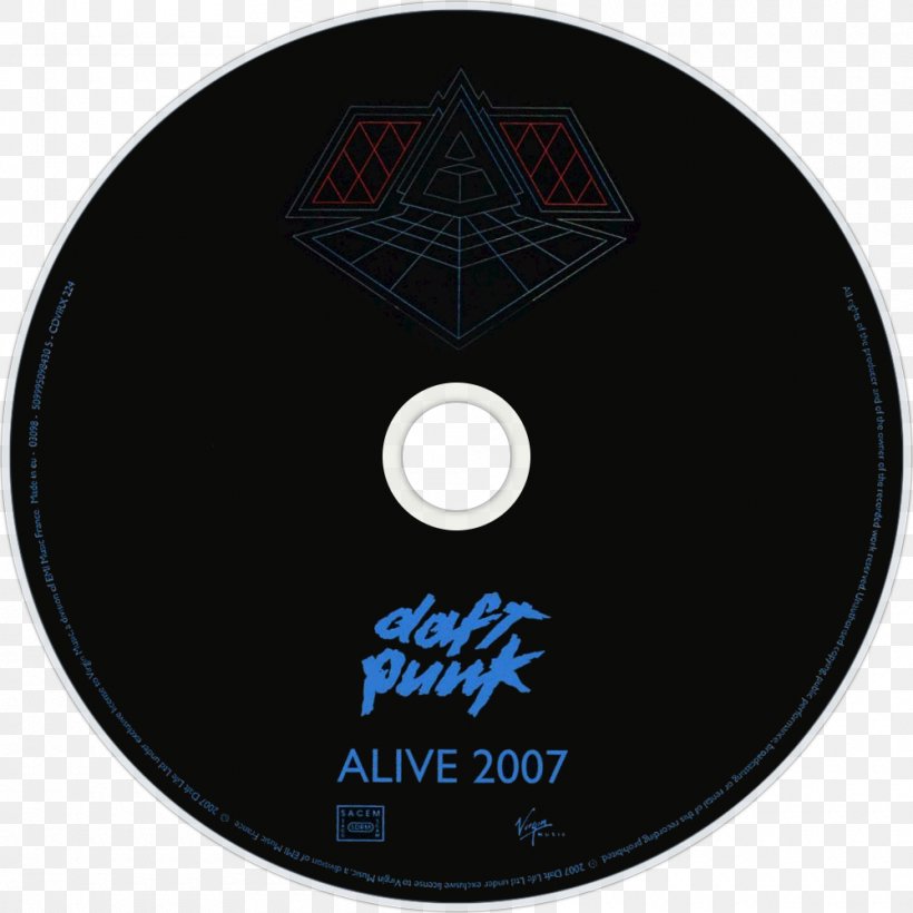 Daft Punk Alive 2007 Compact Disc Album Fan Art, PNG, 1000x1000px, Watercolor, Cartoon, Flower, Frame, Heart Download Free