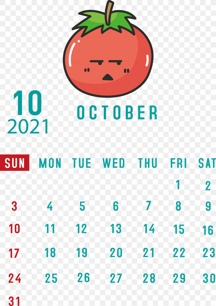 October 2021 Printable Calendar October 2021 Calendar, PNG, 2118x3000px, October 2021 Printable Calendar, August, Calendar, Fruit, Line Download Free