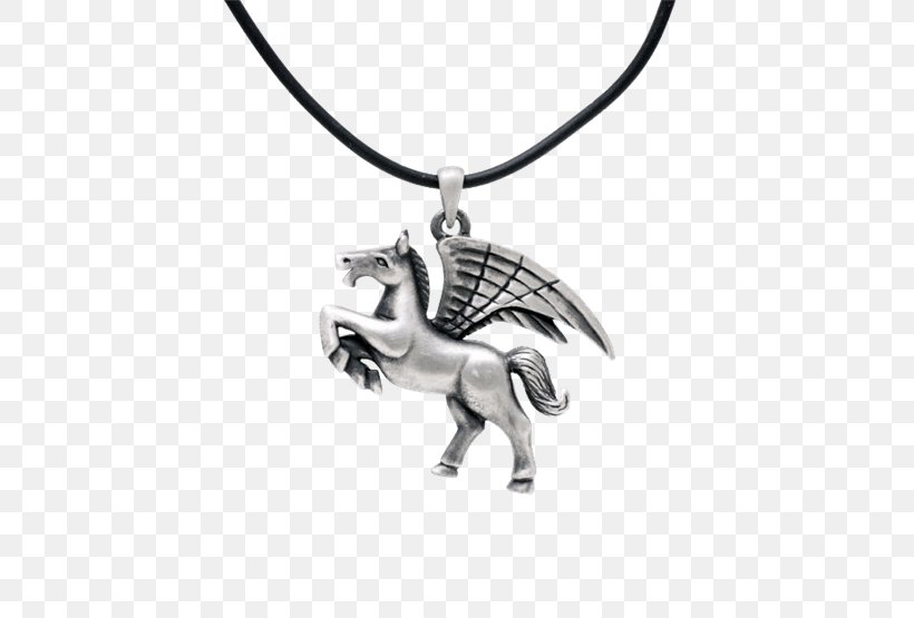 Necklace Horse Charms & Pendants Pegasus Unicorn, PNG, 555x555px, Necklace, Black And White, Body Jewelry, Charms Pendants, Fairy Download Free