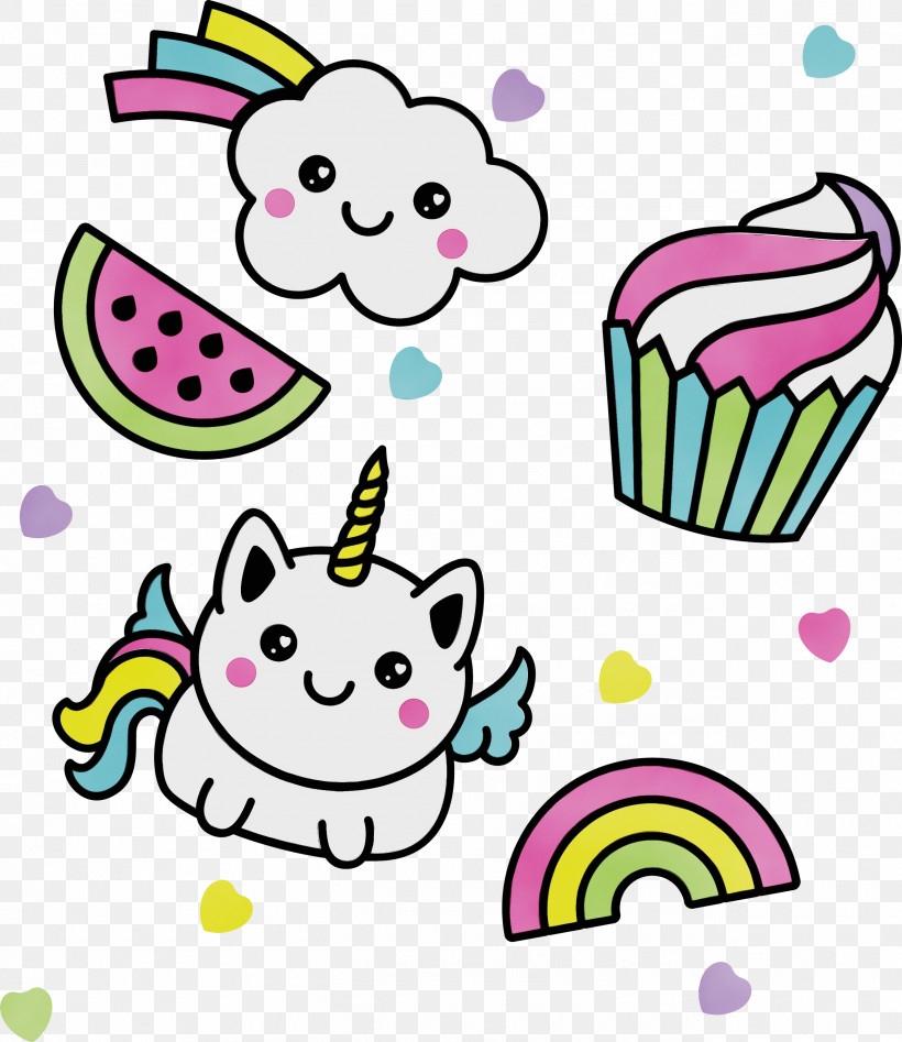 Baking Cup Pink, PNG, 2595x3000px, Cute Unicorn, Baking Cup, Paint, Pink, Watercolor Download Free