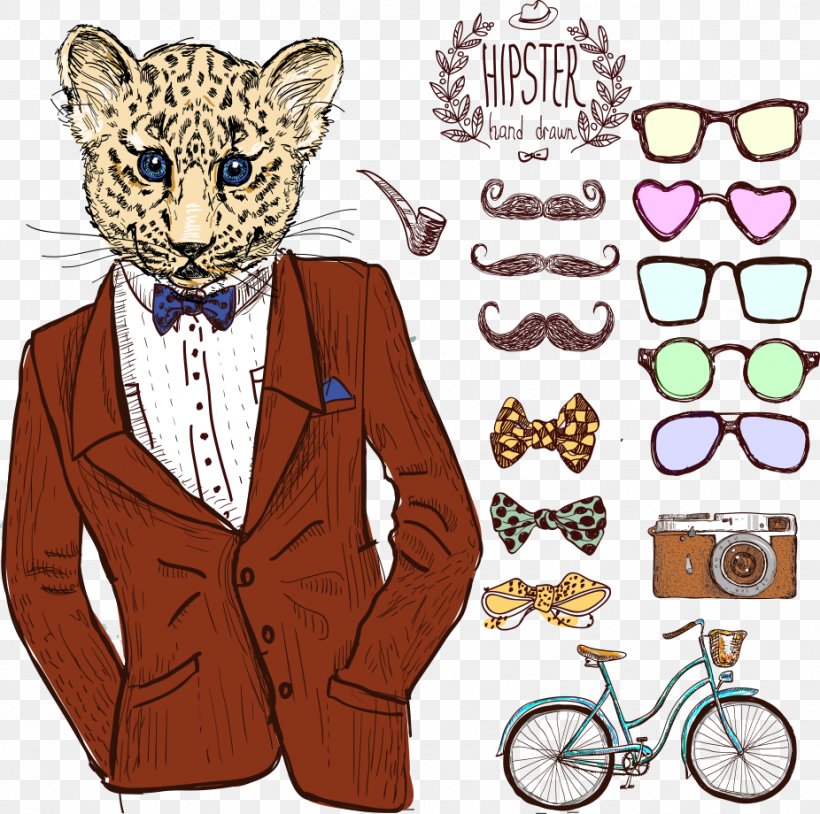 Deer Hipster Drawing Suit, PNG, 926x920px, Deer, Big Cats, Carnivoran, Cat Like Mammal, Clothing Download Free