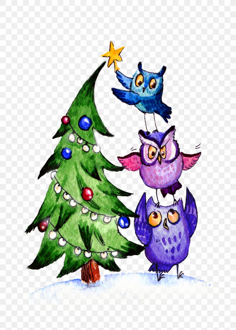 Owl Christmas Tree Christmas Ornament, PNG, 1000x1400px, Owl, American Gothic, Beak, Bird, Bird Of Prey Download Free