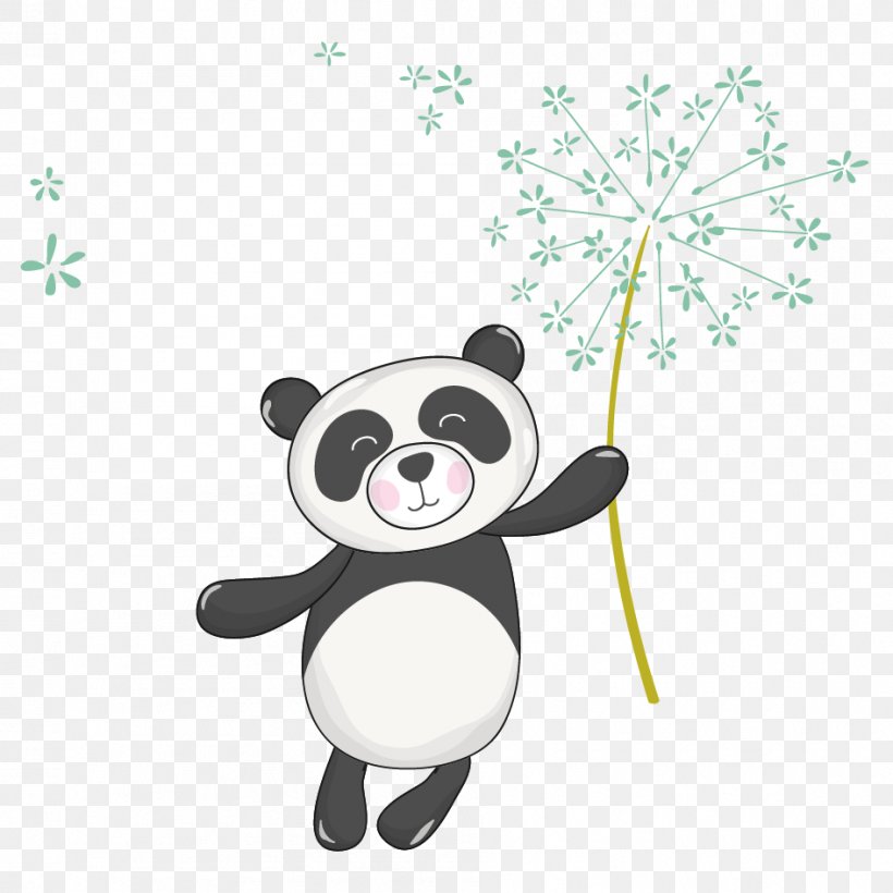 Giant Panda Bear Cuteness Clip Art, PNG, 945x945px, Watercolor, Cartoon, Flower, Frame, Heart Download Free