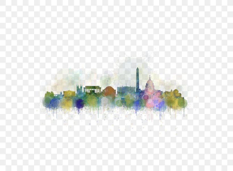 Watercolor Painting Skyline, PNG, 600x600px, Watercolor Painting, City, Cityscape, Creative Market, Paint Download Free