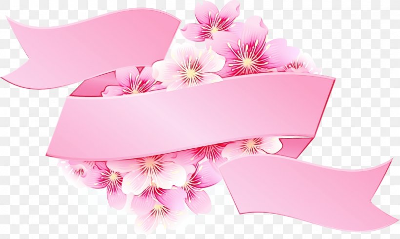 Flower Background Ribbon, PNG, 1579x945px, Pink Ribbon, Awareness Ribbon, Blossom, Cherry Blossom, Flower Download Free